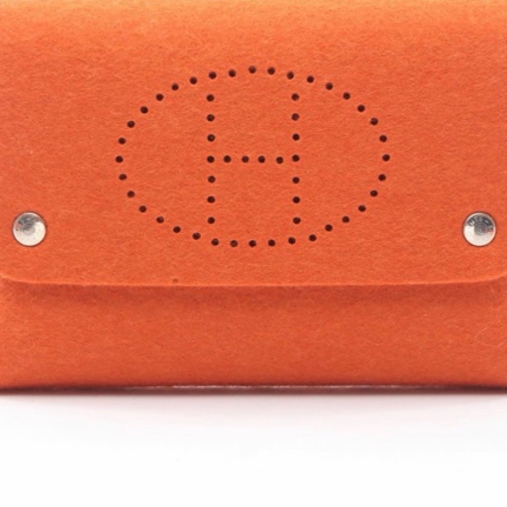 Hermes Orange Felt Evelyne Wallet